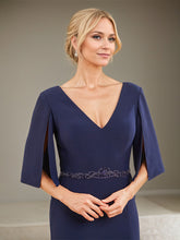 A-Line V-Neck Floor-Length Crepe Mother of the Bride Dress